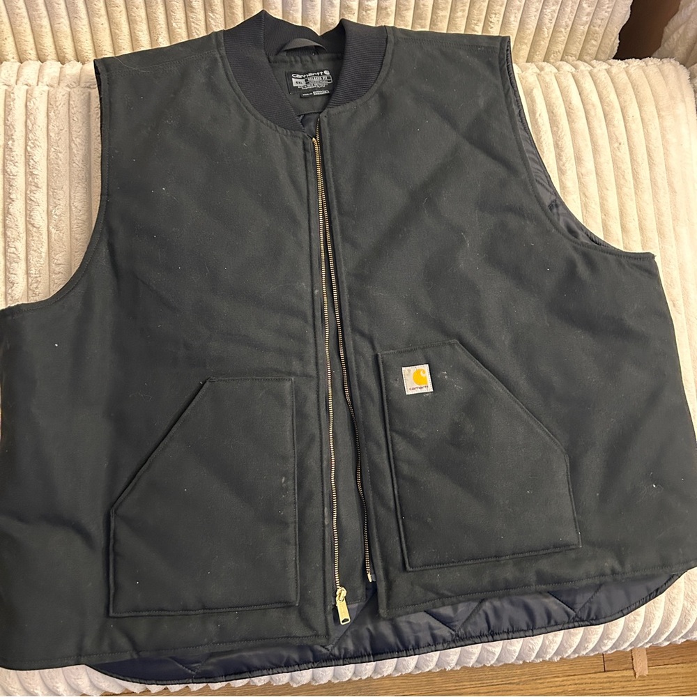 Carhartt Quilted Lined Canvas Vest Mens Size 4XL Black Workwear V01-BLK